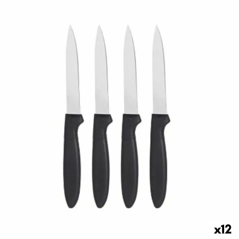 Messerset Schwarz Silberfarben Edelstahl Kunststoff 19,5 x 2 x 1 cm 12 Stck