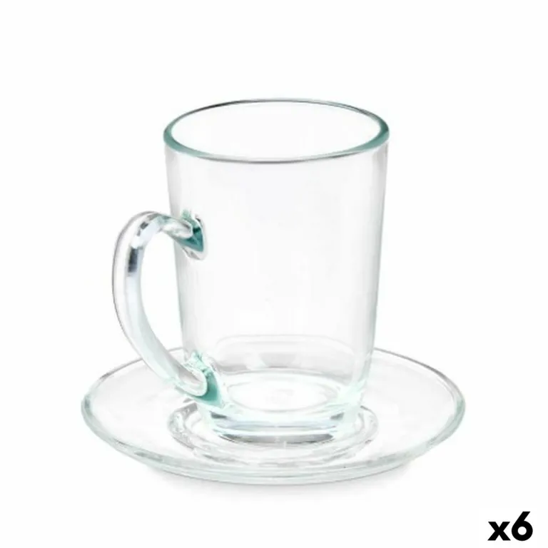 Tasse mit Untertasse Durchsichtig Glas 200 ml 6 Stck