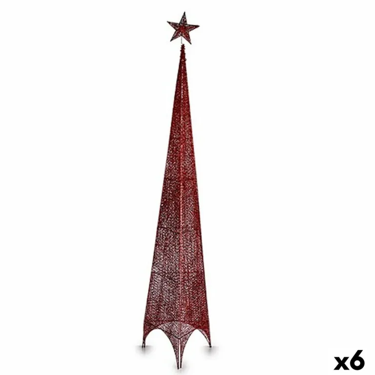 Weihnachtsbaum Turm Stern Rot Metall Kunststoff 34 x 154 x 34 cm 6 Stck