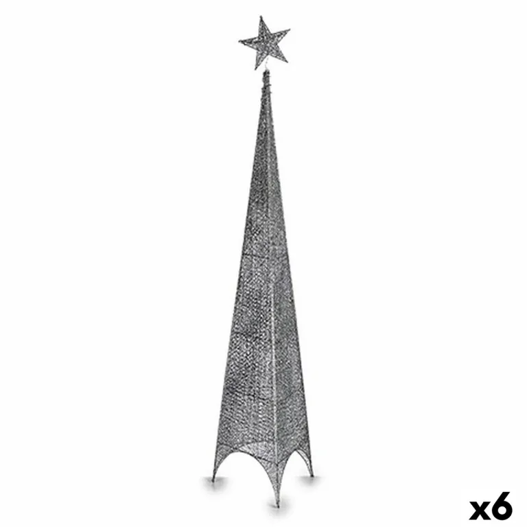 Weihnachtsbaum Turm Stern Silberfarben Metall Kunststoff 34 x 154 x 34 cm 6 Stck