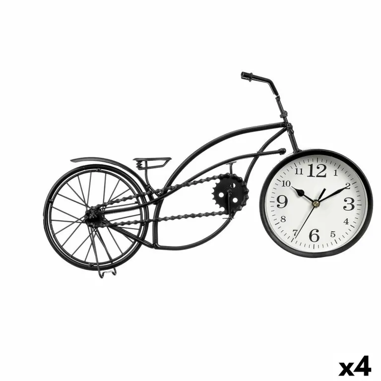 Tischuhr Fahrrad Schwarz Metall 42 x 24 x 10 cm 4 Stck