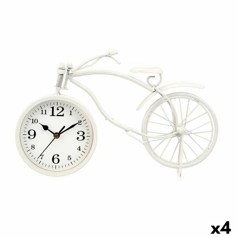 Tischuhr Fahrrad Wei Metall 36 x 22 x 7 cm 4 Stck