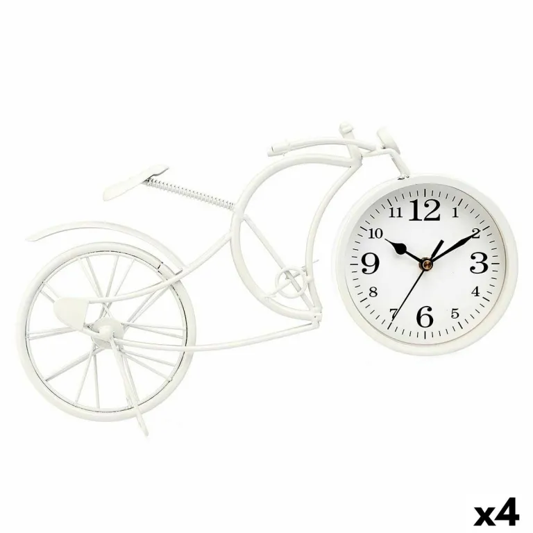 Tischuhr Fahrrad Wei Metall 40 x 19,5 x 7 cm 4 Stck