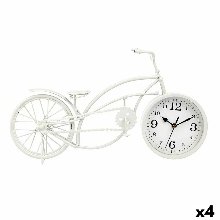 Tischuhr Fahrrad Wei Metall 42 x 24 x 10 cm 4 Stck