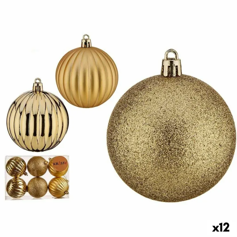 Weihnachtskugeln-Set Gold Kunststoff  7 cm 12 Stck