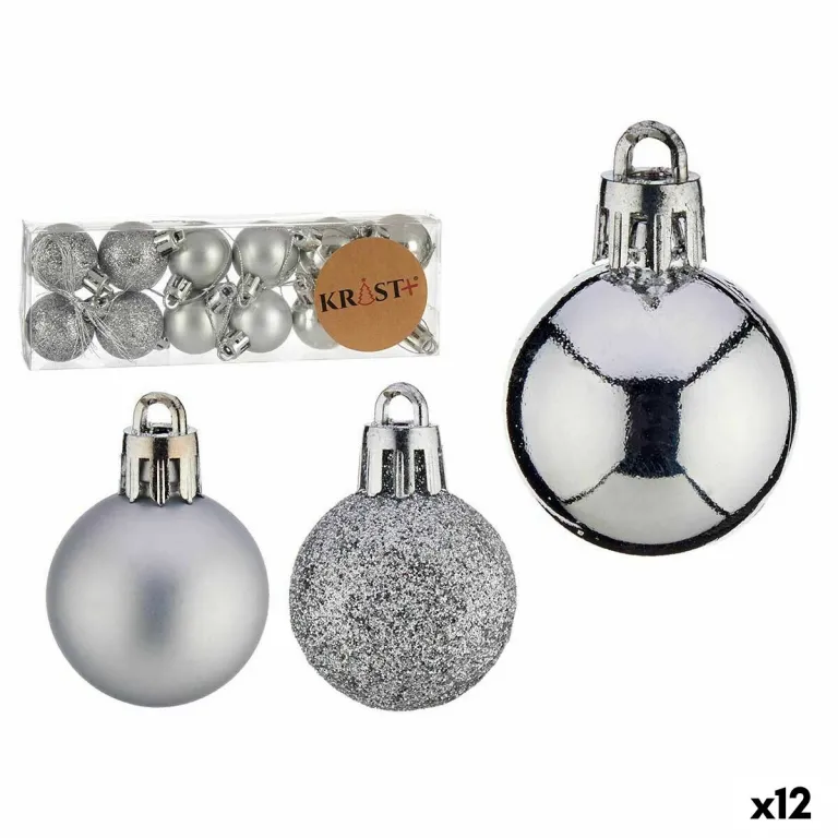 Weihnachtskugeln-Set Silberfarben Kunststoff  3 cm 12 Stck