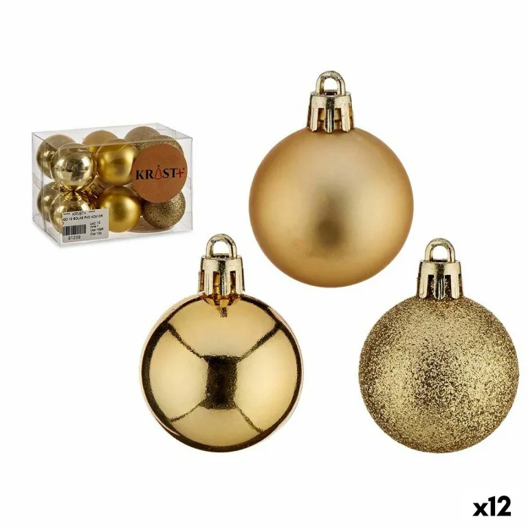 Weihnachtskugeln-Set Gold Kunststoff  4 cm 12 Stck