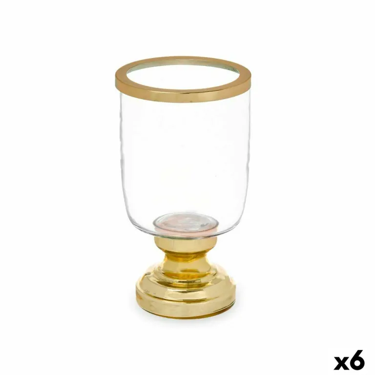 Kerzenschale Glas Gold Stahl 12 x 24,5 x 12 cm 6 Stck