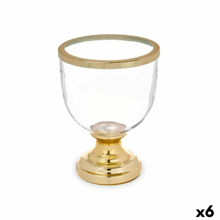 Kerzenschale Glas Gold Stahl 17,3 x 23,5 x 17,3 cm 6 Stck