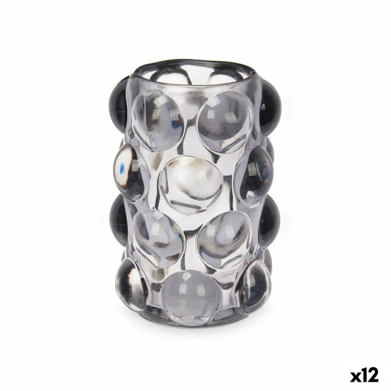 Kerzenschale Mikrosphren Grau Glas 8,4 x 12,5 x 8,4 cm 12 Stck