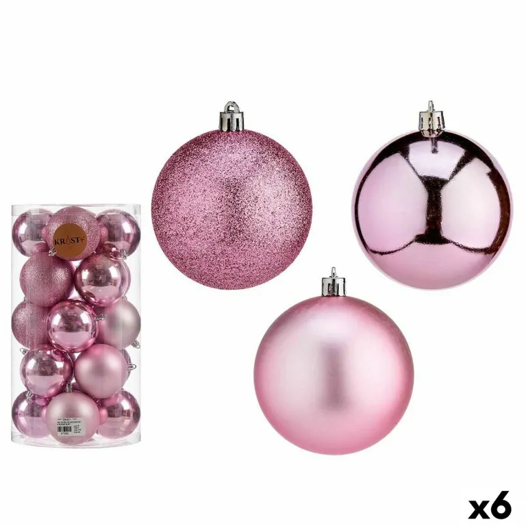 Weihnachtskugeln-Set Rosa Kunststoff  8 cm 6 Stck