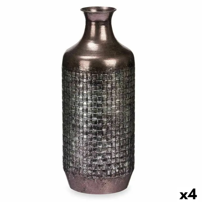 Vase Silberfarben Metall 16 x 42 x 16 cm 4 Stck Mit Relief