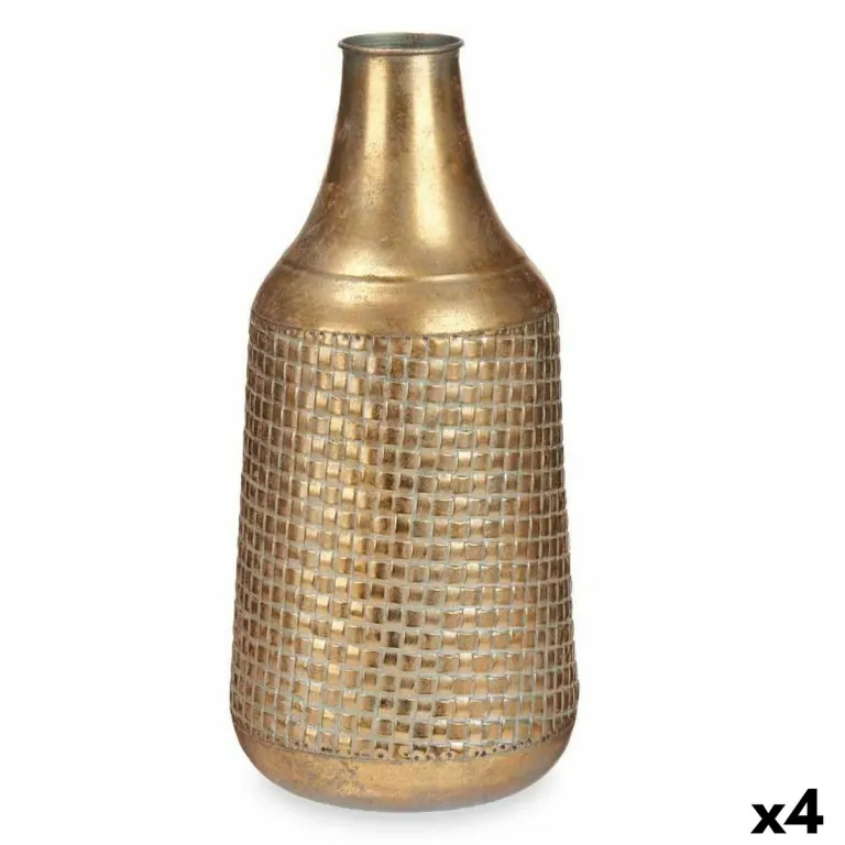 Vase Gold Metall 21 x 44 x 21 cm 4 Stck Mit Relief