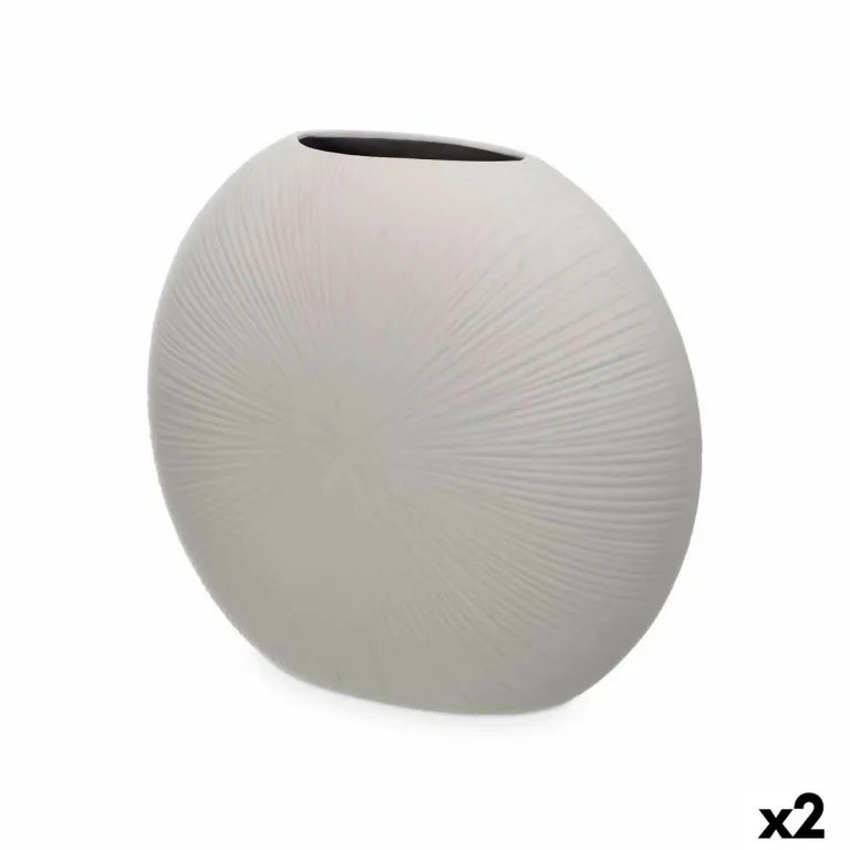 Vase Grau aus Keramik 36 x 34 x 16 cm 2 Stck kreisfrmig