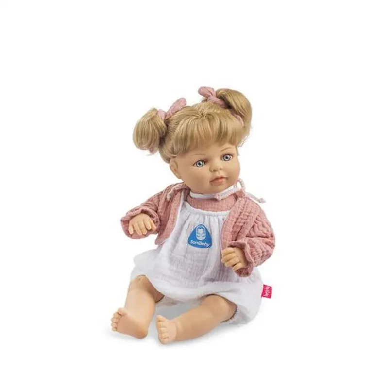 Berjuan Puppe Babypuppe Spielpuppe Baby-Puppe Puppe Sanibaby Rosa 40 cm