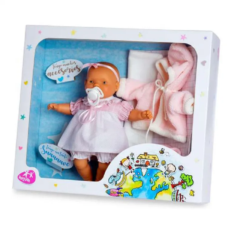 Berjuan Puppe Babypuppe Spielpuppe mit Decke & Jacke Baby-Puppe Thousseau 28 cm