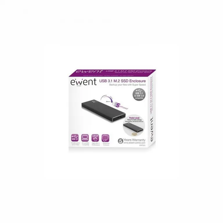 Ewent Externe Box EW7023 SSD M2 USB 3.1 Aluminium