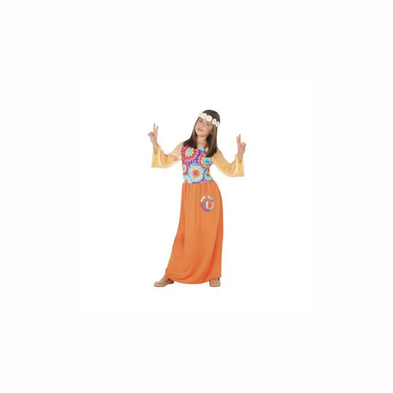 Karnevalskostm Faschingskostm Mdchen Kleid Hippie Orange