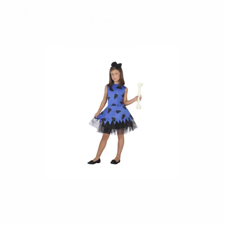Karnevalskostm Faschingskostm Mdchen Kleid Hhlenmensch blau