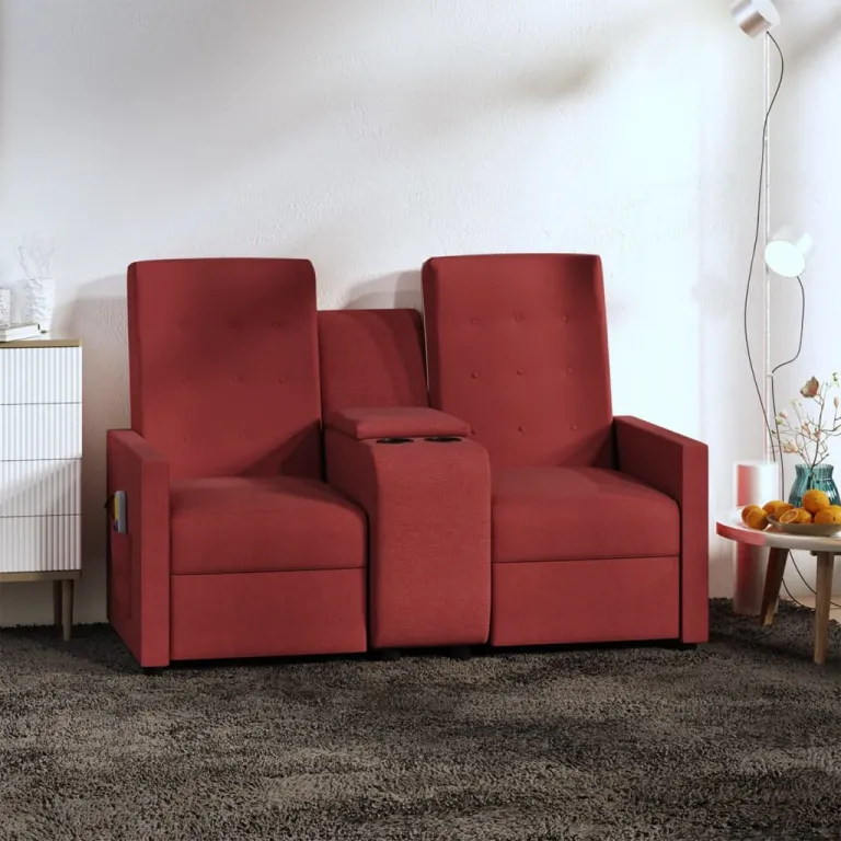 Relaxsofa Liegesofa 2er Sofa Couch verstellbar 2-Sitzer mit Getrnkehalter Weinr