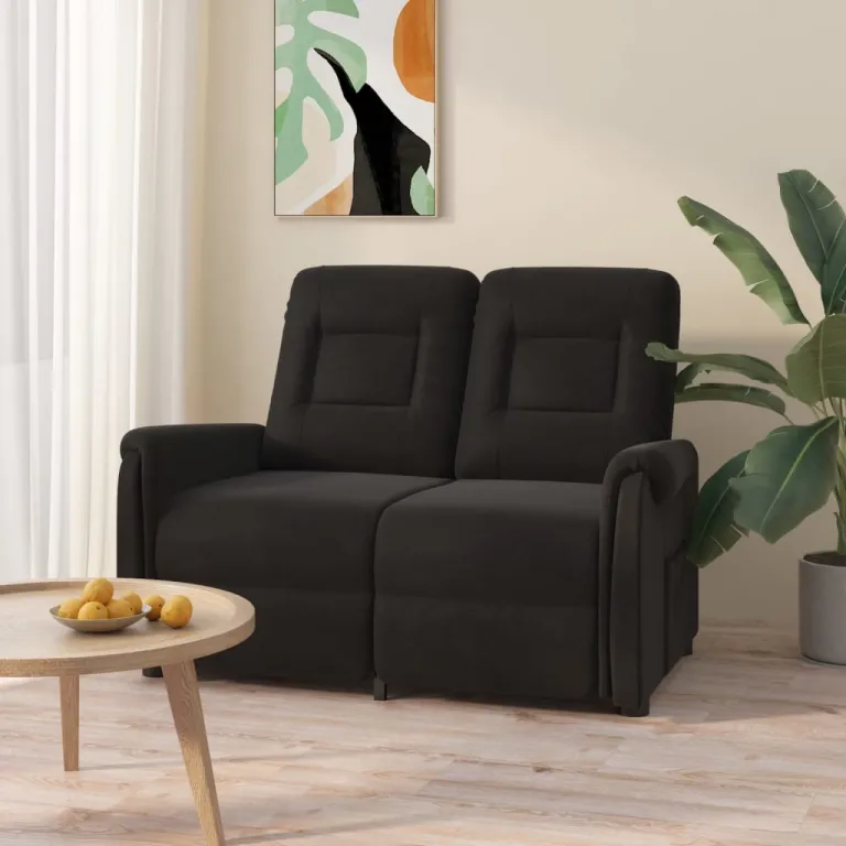 Relaxsofa Liegesofa 2er Sofa Couch verstellbar 2-Sitzer Schwarz Mikrofasergewebe Stoff