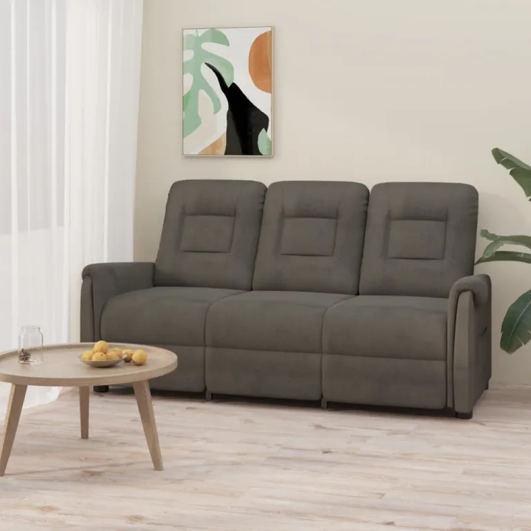 Relaxsofa Liegesofa 3er Sofa Couch verstellbar 3-Sitzer Dunkelgrau Mikrofasergew
