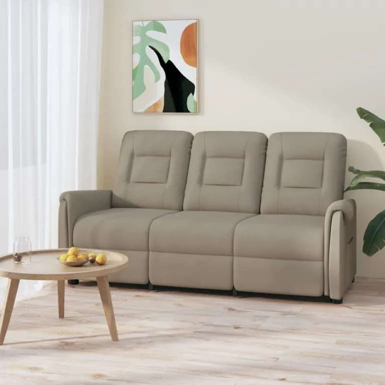 Relaxsofa Liegesofa 3er Sofa Couch verstellbar 3-Sitzer Hellgrau Mikrofasergeweb
