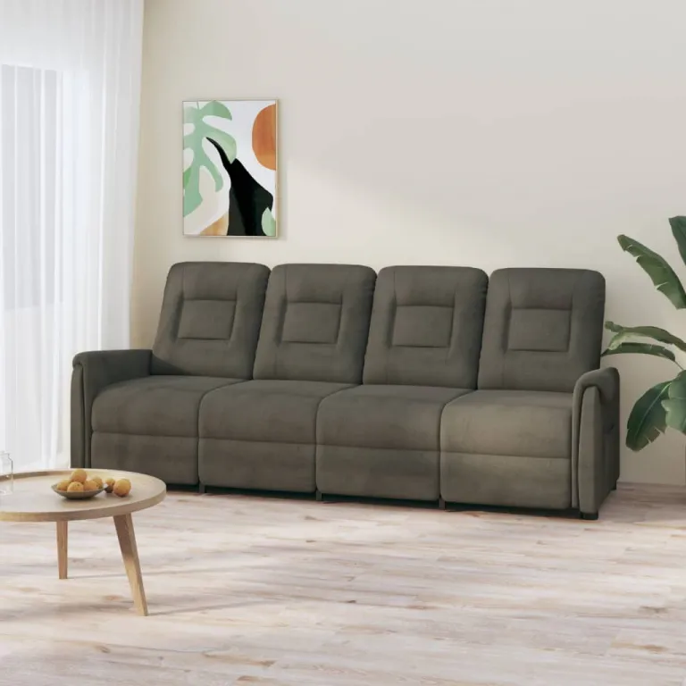 Relaxsofa Liegesofa 4er Sofa Couch verstellbar 4-Sitzer Dunkelgrau Mikrofasergew