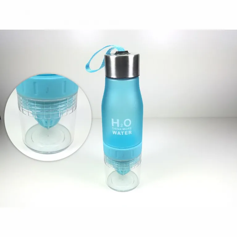 Trinkflasche blau 650ml Frucht Infusion Zitruspresse isotonisch Tritan BPA-frei