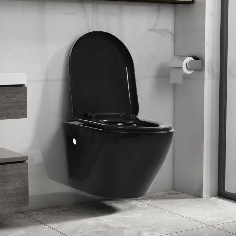 Wand-WC ohne Splrand Keramik Schwarz