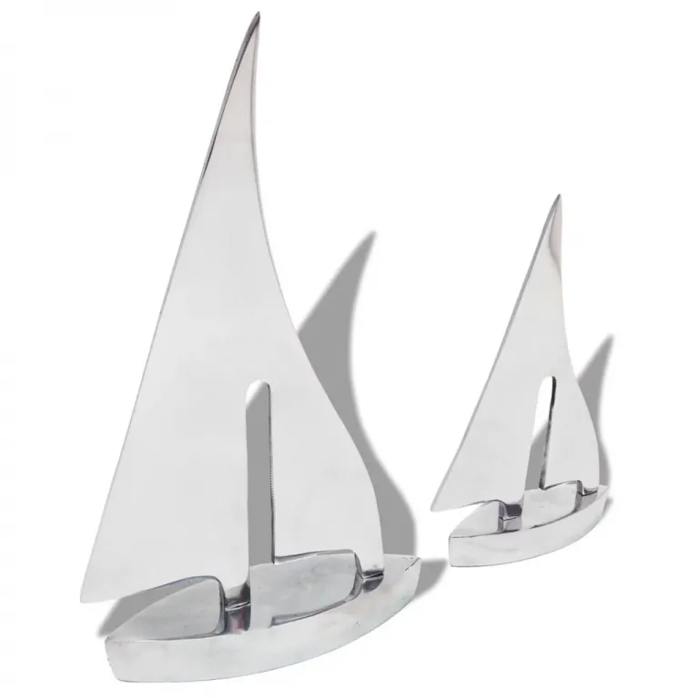 Zweiteiliges Segelboot Dekoration Aluminium Silbern