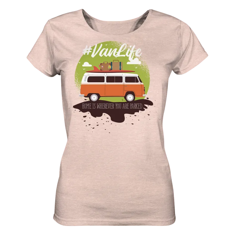 #Vanlife - Zuhause ist da, wo man parkt. - Ladies Organic Shirt (meliert) Cream Heather Pink