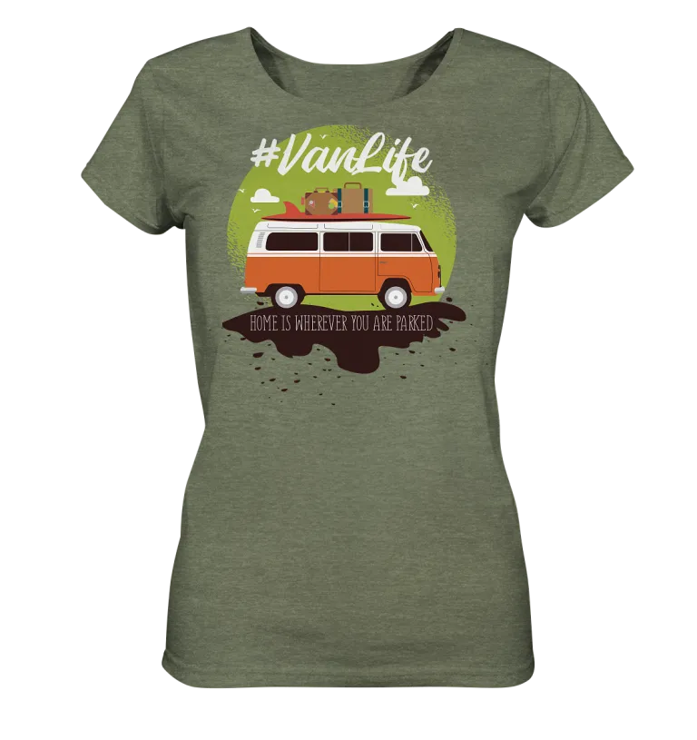 #Vanlife - Zuhause ist da, wo man parkt. - Ladies Organic Shirt (meliert) Mid Heather Khaki