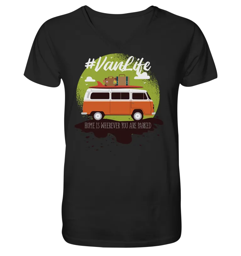 #Vanlife - Zuhause ist da, wo man parkt. - Mens Organic V-Neck Shirt Black