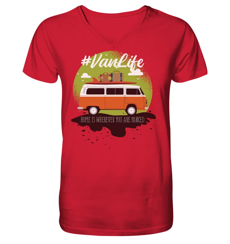 #Vanlife - Zuhause ist da, wo man parkt. - Mens Organic V-Neck Shirt Red