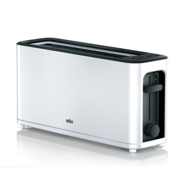Braun Toaster HT3100WH 1000W Wei Langschlitz Aufwrmfunktion Auftaufunktion Krmelschublade