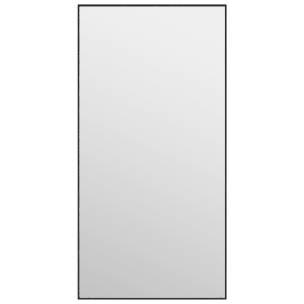 T�rspiegel Schwarz 40x80 cm Glas und Aluminium