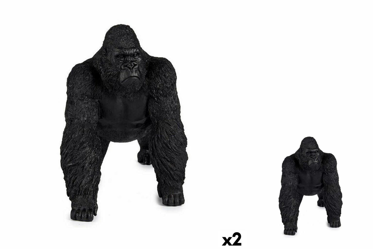 Deko-Figur Gorilla Schwarz 20 X 27 X 34 Cm 2 Stück